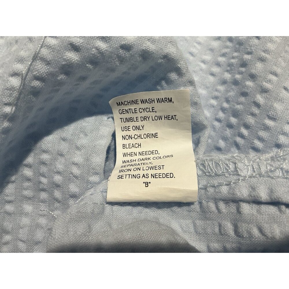 Miss Elaine Robe Large Seersucker Long Zip Up Pockets Light Blue - Picture 8 of 9